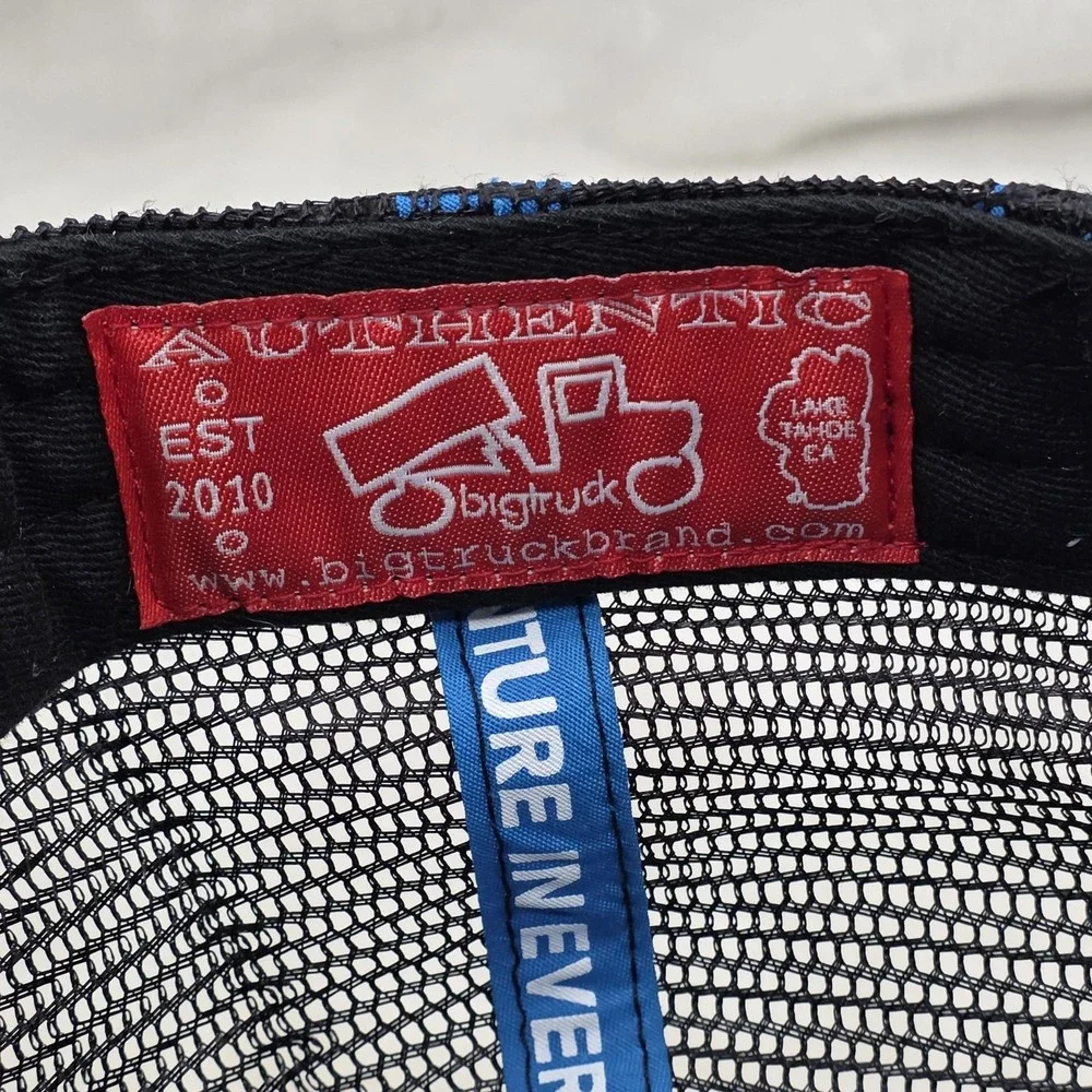 Bigtruck Snowboarder Hat Cap Snap Back Black Blue Mesh Trucker‎ Youth Graphic